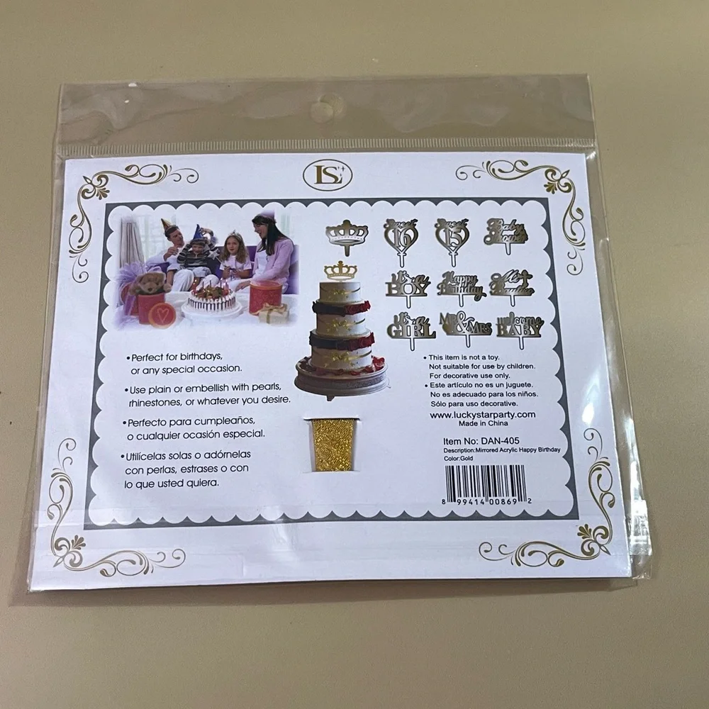 NWT Welcome Baby Cursive Mirrored Acrylic Cake Topper